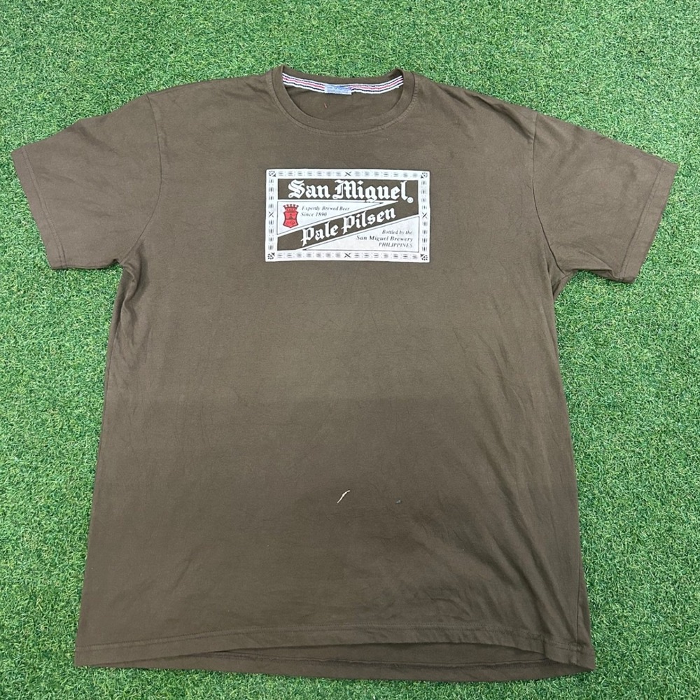 San Miguel Pale Pilsen Beer Graphic T-Shirt‎ Mens XL Brown Philippines Brewery